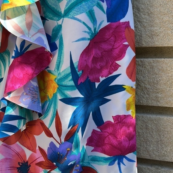 Bleu Rod Beattie Ruffle Lattice Plunge One Piece Swimsuit Sz 8 - Picture 6 of 13